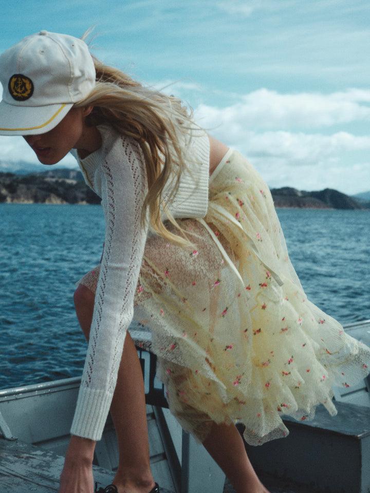 Poppy Lace Midi Skirt — Yellow Product Image