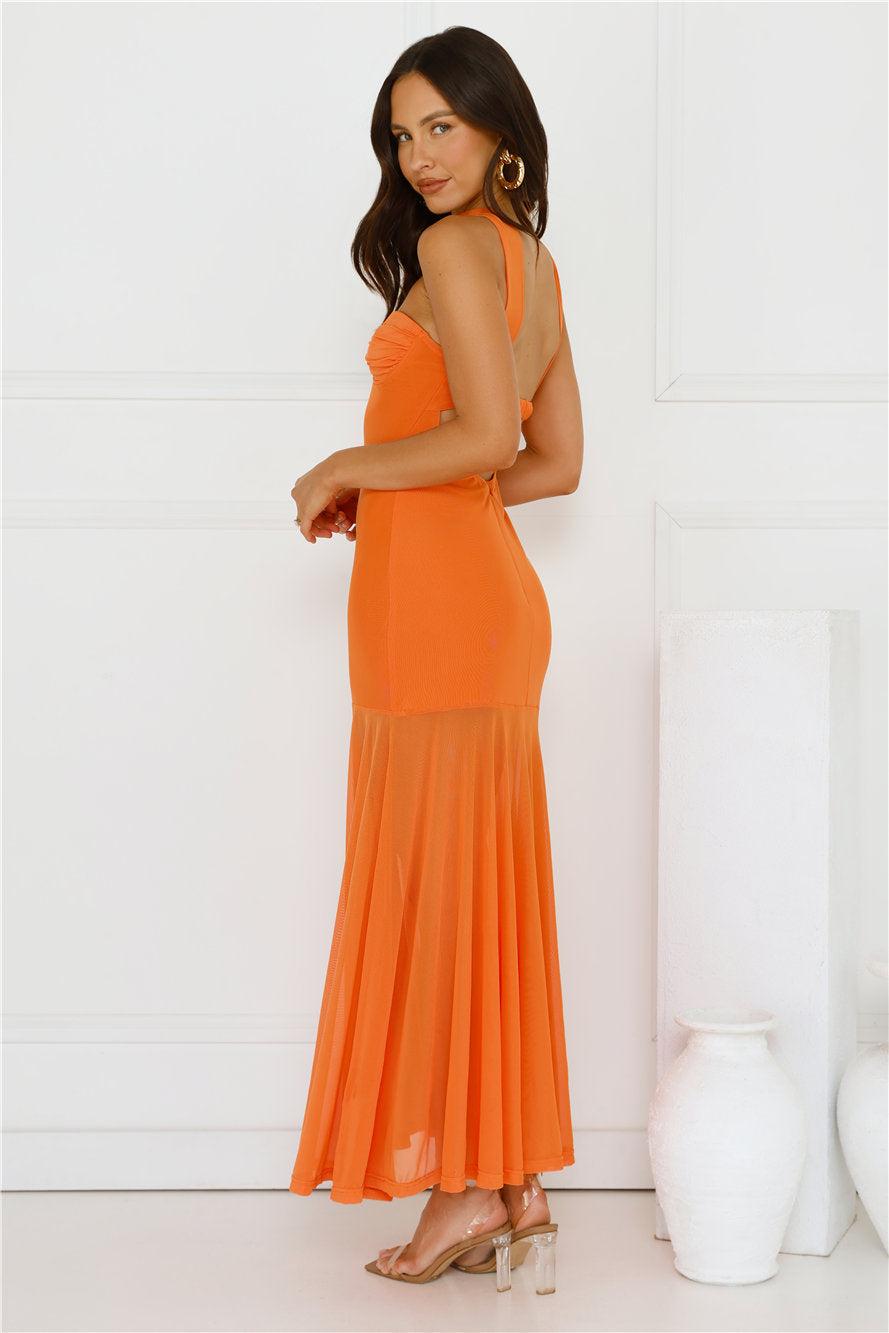 Serene Sway Strapless Maxi Dress Orange Product Image