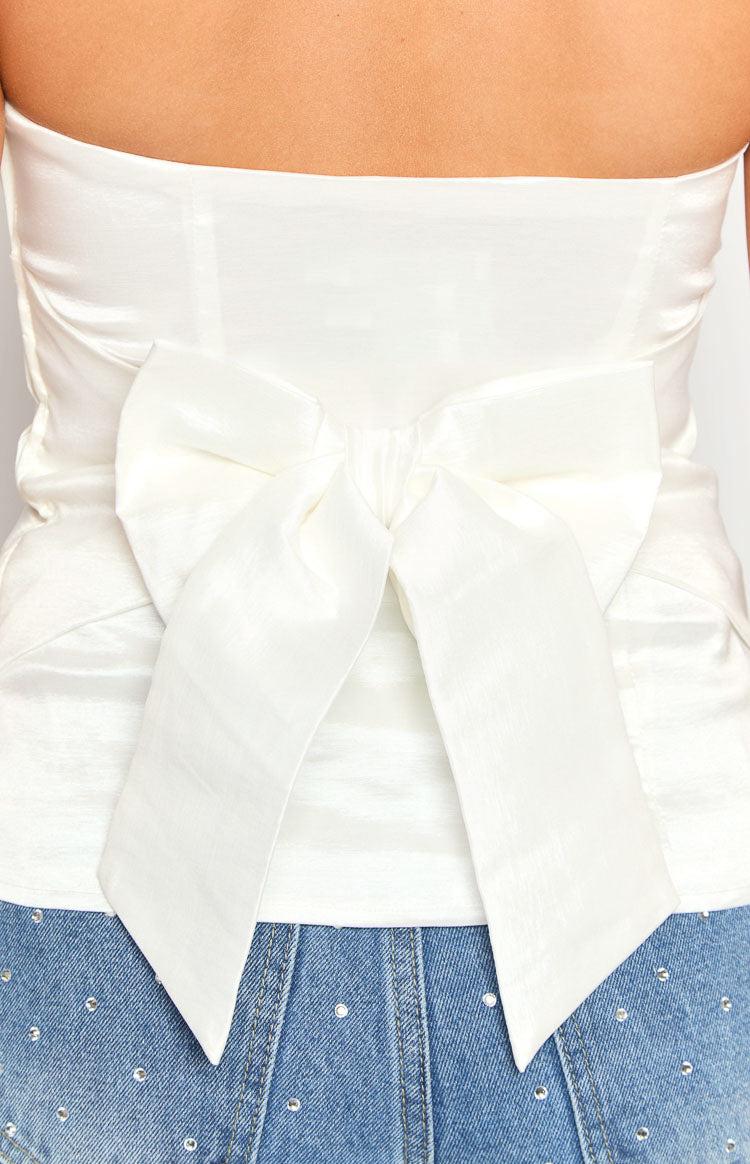 Alix White Bow Strapless Top Girls Product Image