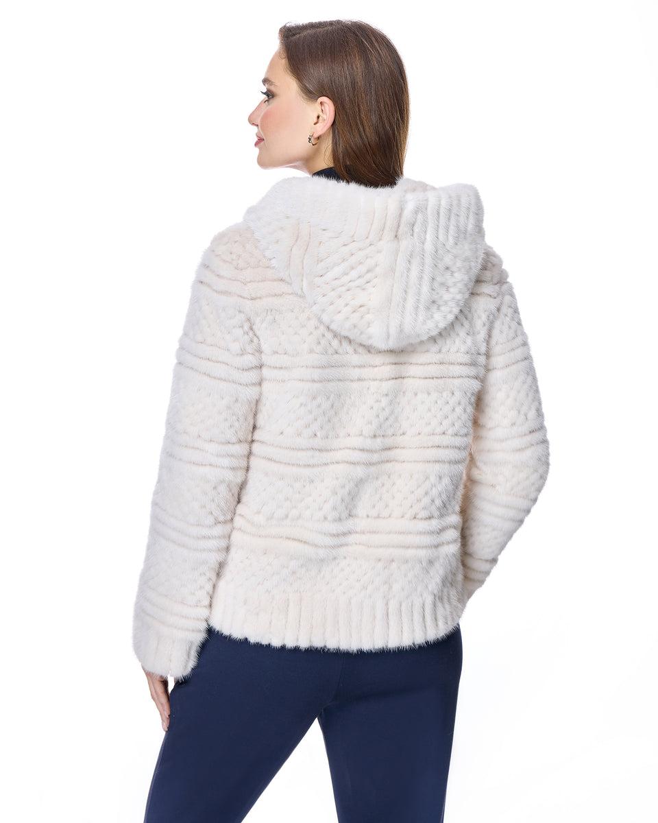 Popcorn Hooded Mink Jacket Product Image
