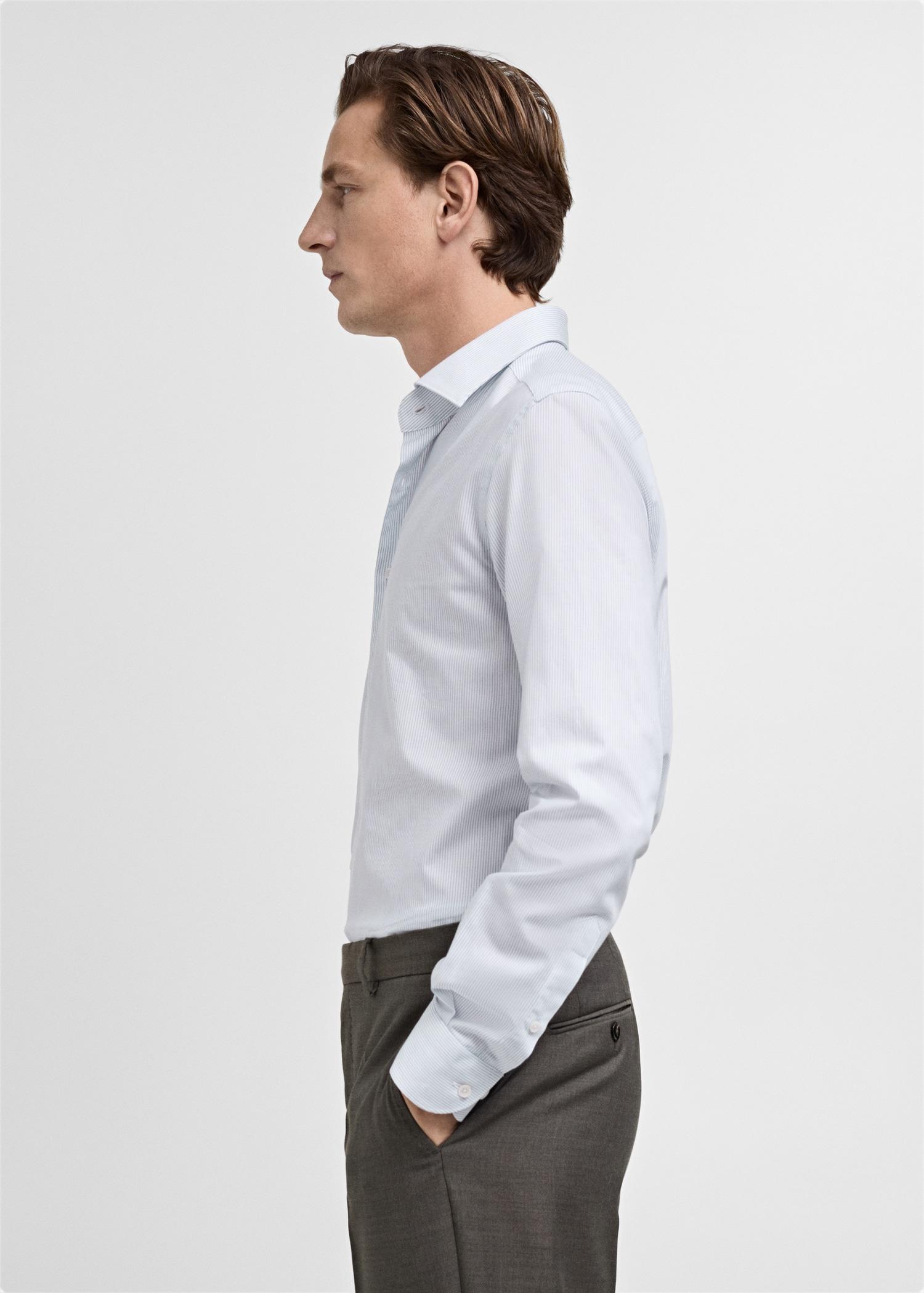 100% cotton striped suit shirt - Men | MANGO USA Product Image