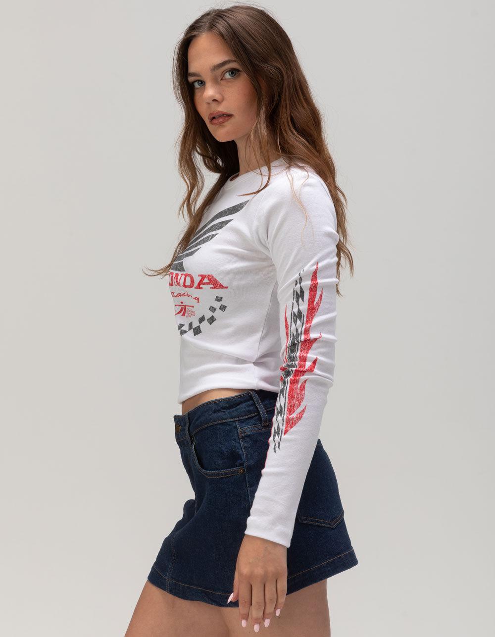 HONDA Womens Long Sleeve Baby Tee - WHITE Product Image