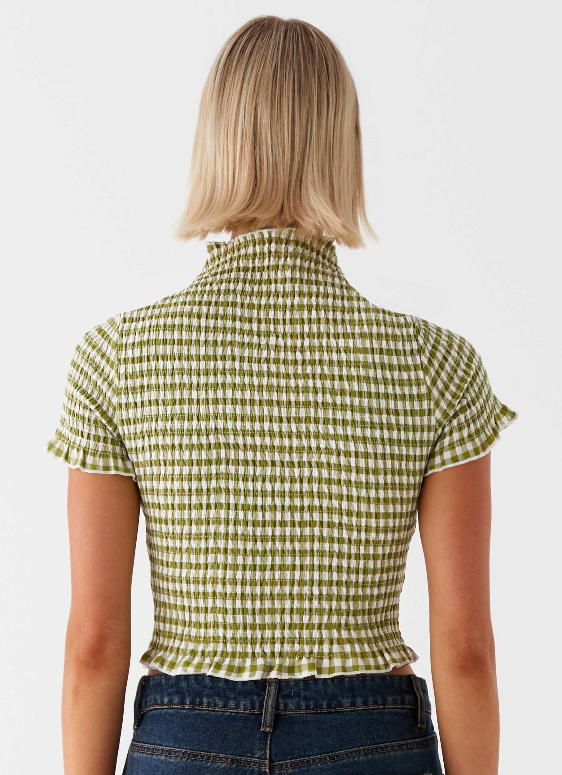 Cleo Tee - Khaki Gingham Product Image
