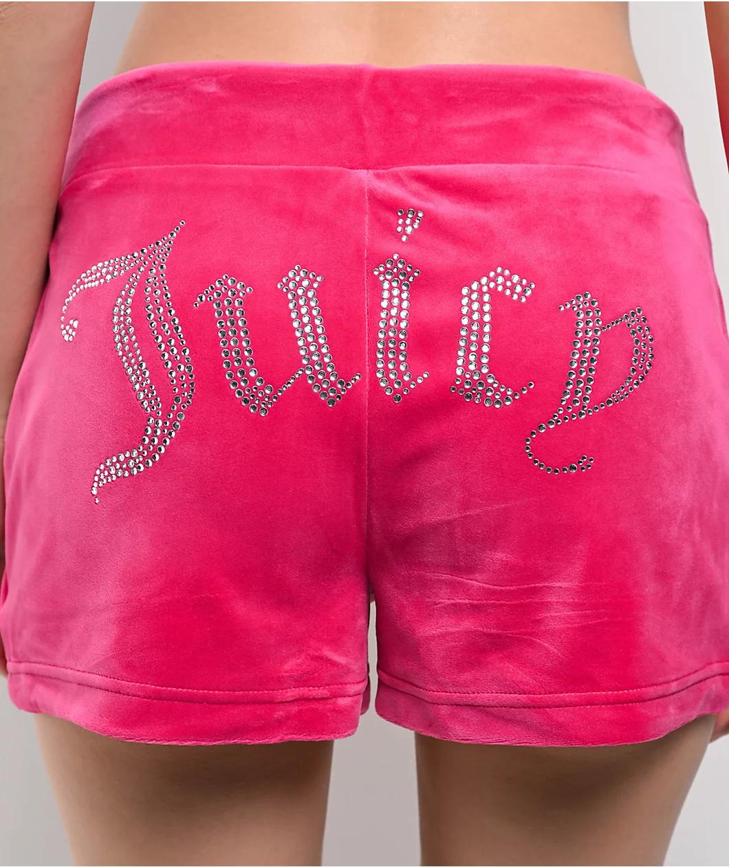 Juicy Couture OG Big Bling Free Love Velour Track Shorts Product Image