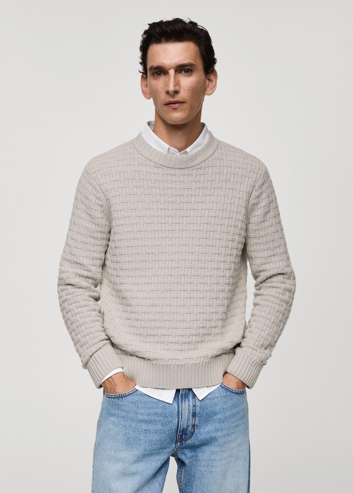 Crossed knit sweater - Men | MANGO USA Product Image