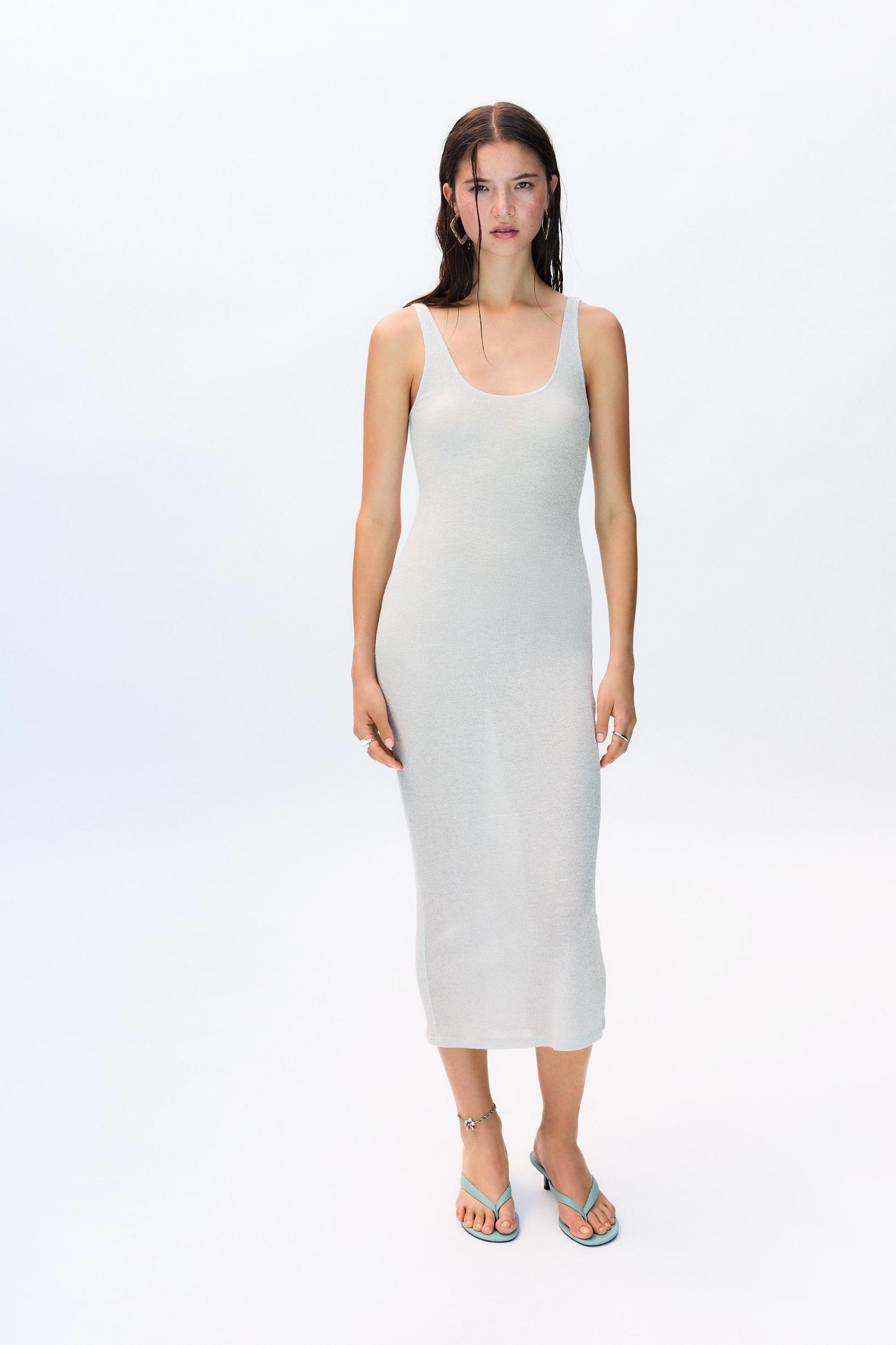 Metallic knit midi dress Product Image