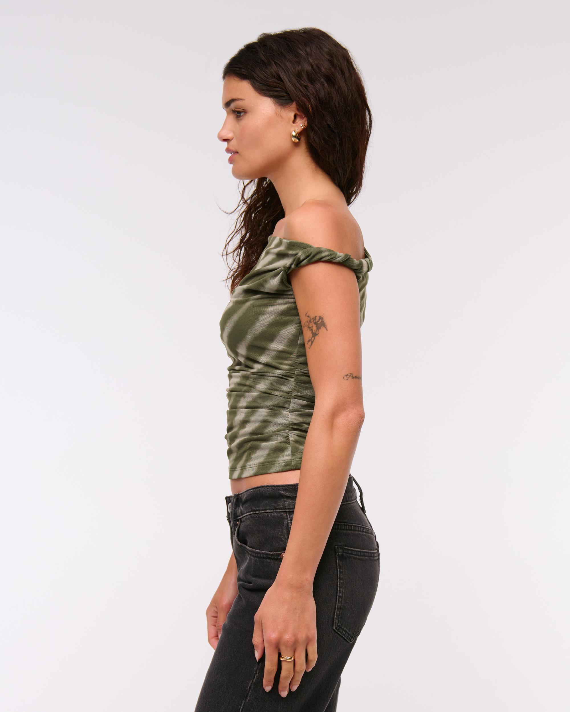 Asymmetrical Mesh Twist Top Product Image