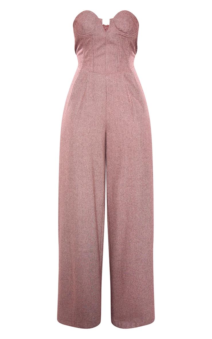 Tall Brown Wool Look Corset Bandeau Jumpsuit Product Image