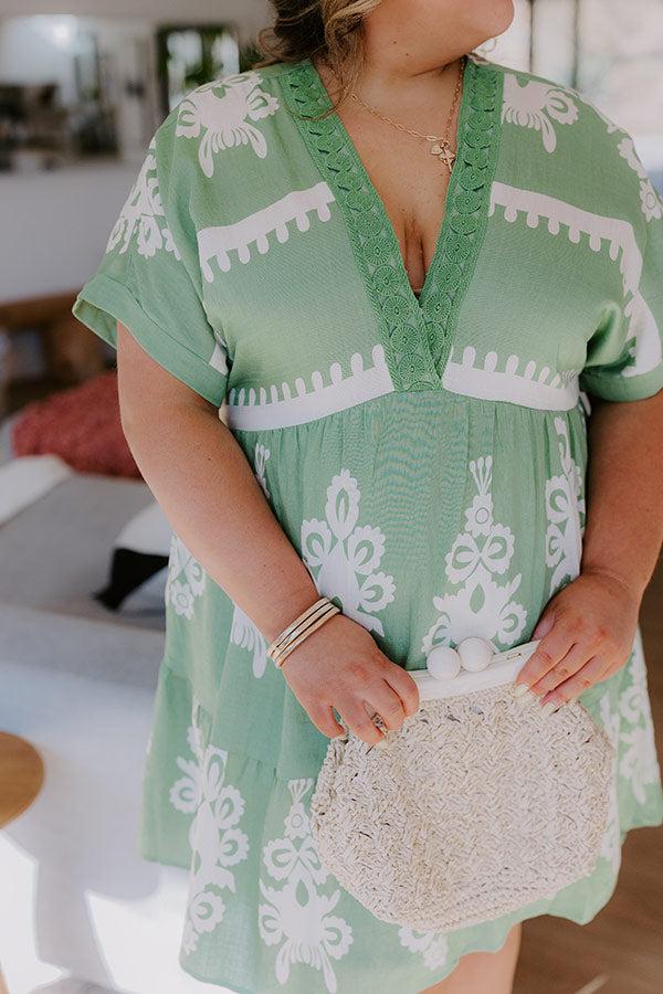 Resort Chic Mini Dress in Green Curves Product Image