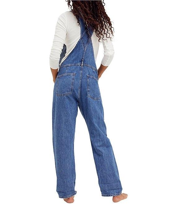 Free People Ziggy Square Neck Sleeveless Denim Cuffed Overalls Product Image