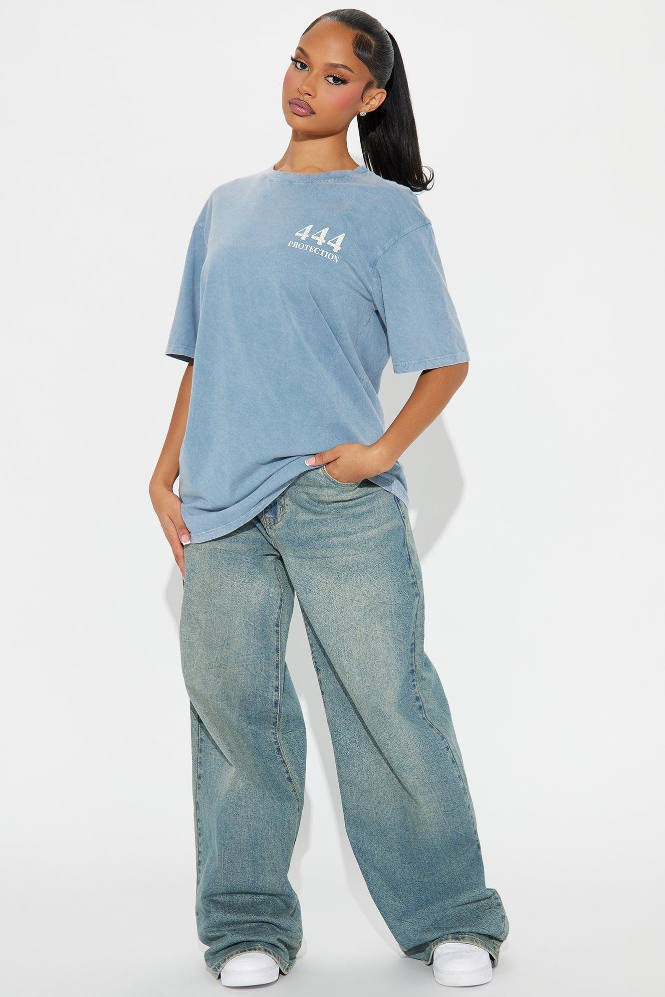 444 Angel Number Tunic Top - Blue Product Image