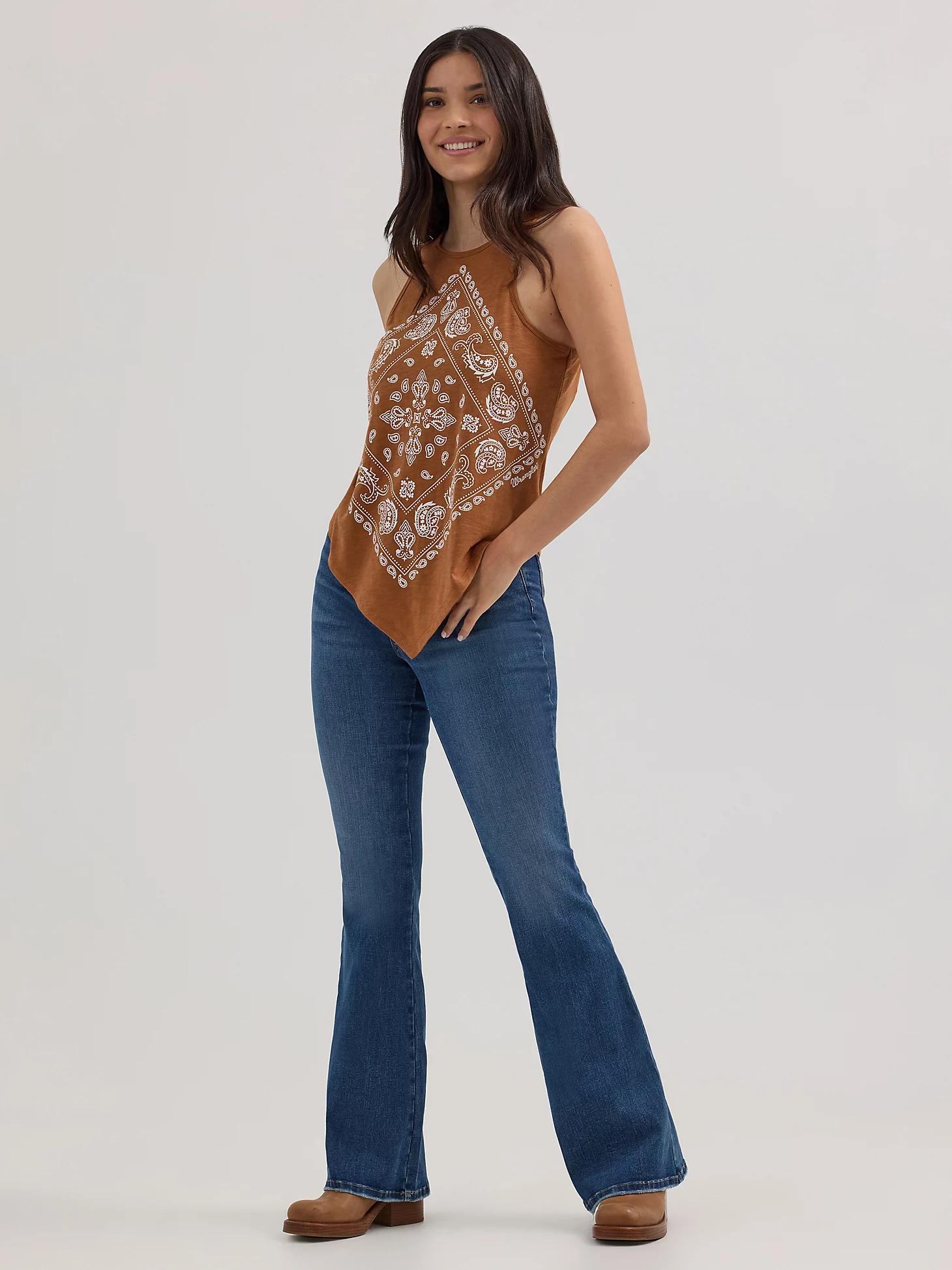 Women's Wrangler Bandana Diamond Front Tank in Washed Product Image