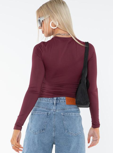 Arnim Long Sleeve Top Wine Product Image