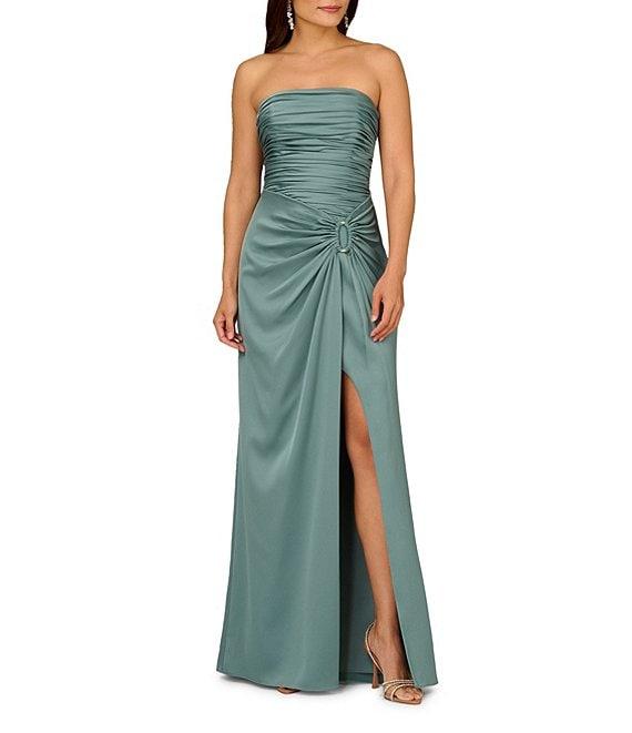 Aidan Mattox Satin Strapless Wrap Gown Product Image