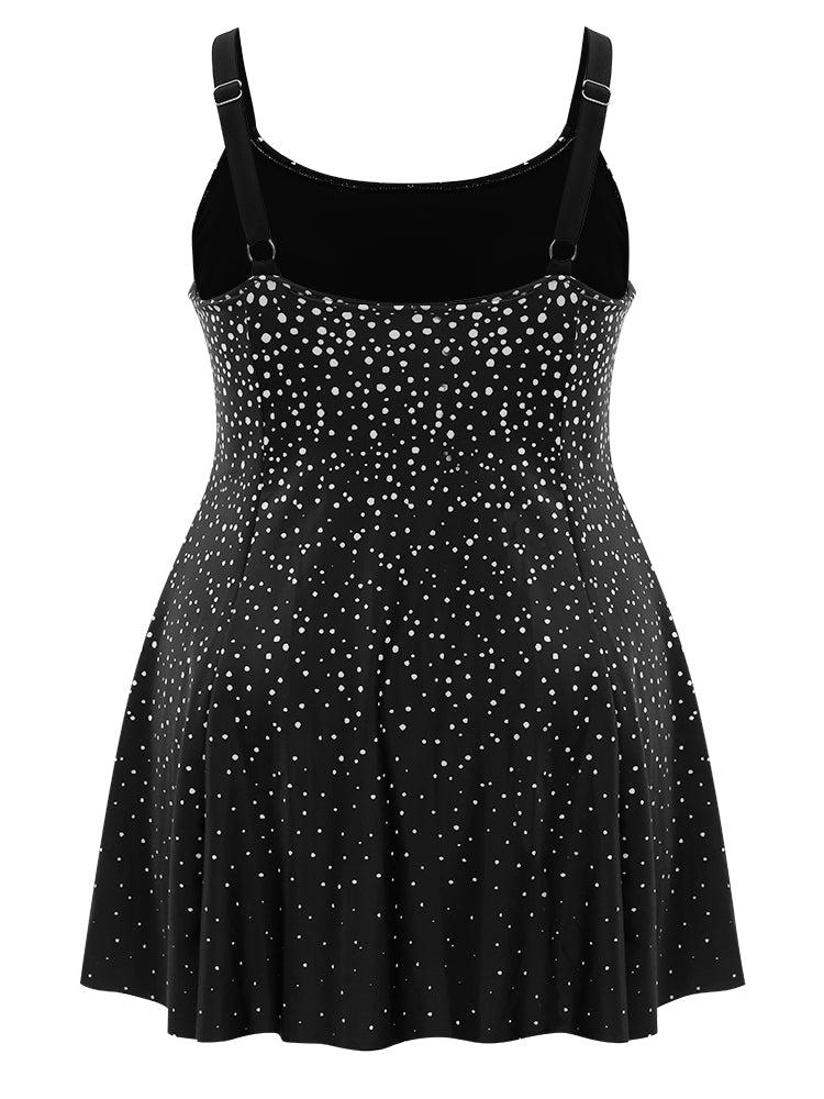 Polka Dot Sculpt Waist A Line Swim Dress Female Product Image