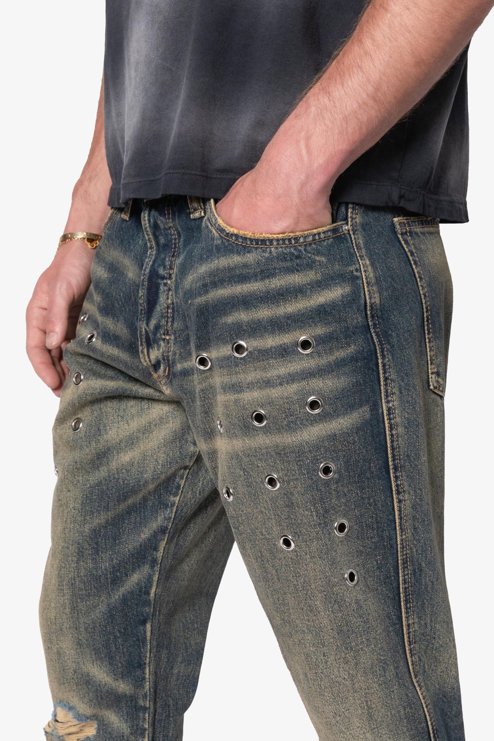 B384 Metal Eyelet Flare Denim - Rust Product Image