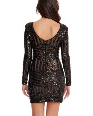 Nathalia Sequin Long Sleeve Mini Dress Product Image