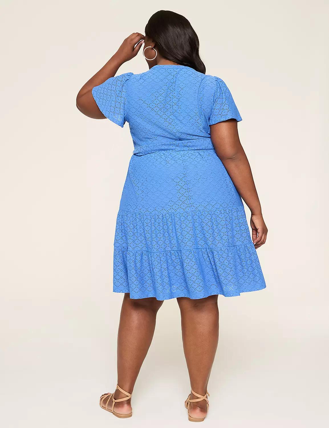 Knit Eyelet Split-Neck Dress Product Image