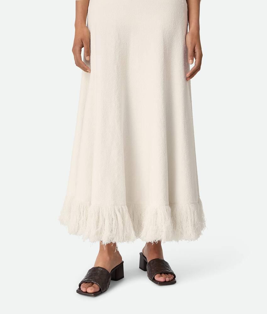 Women's Cotton Bouclé Skirt in White Product Image