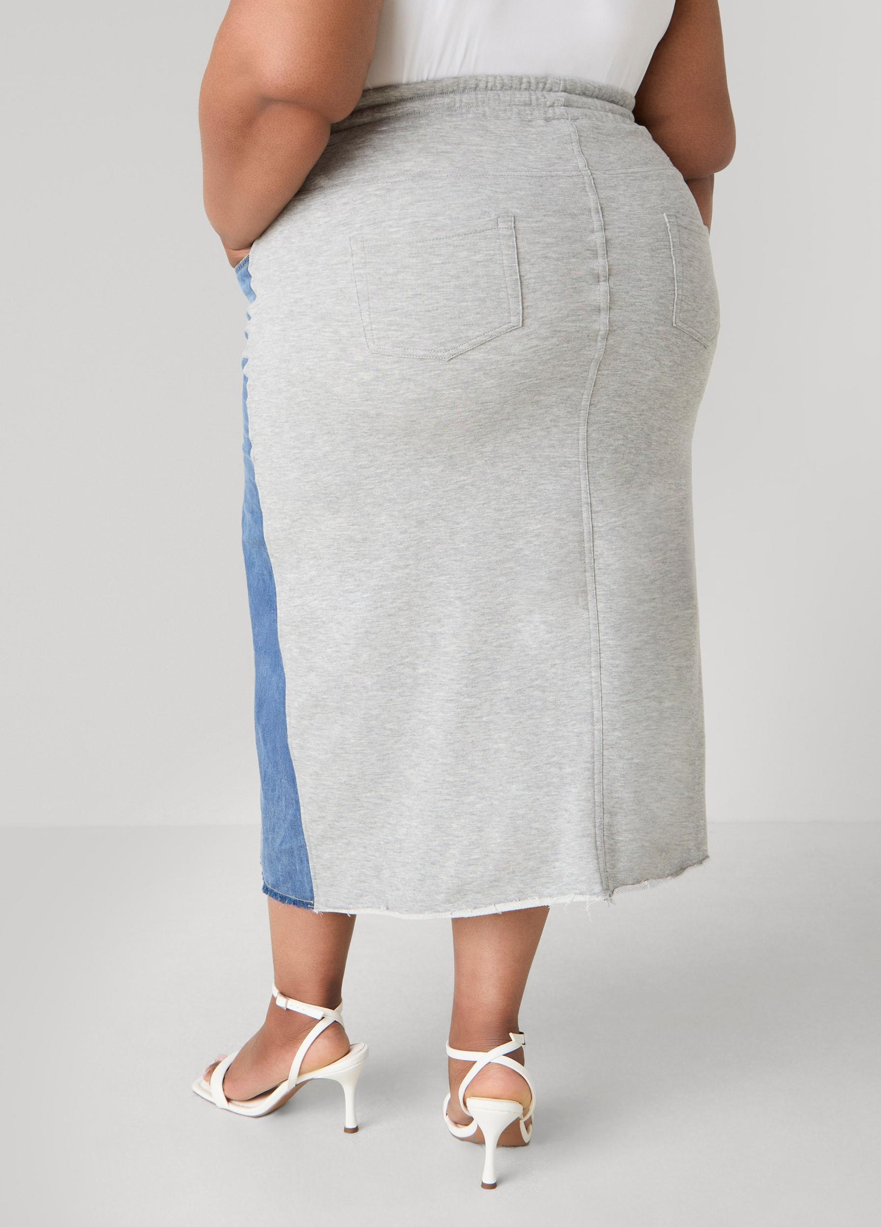 Denim And French Terry Maxi Skirt Product Image