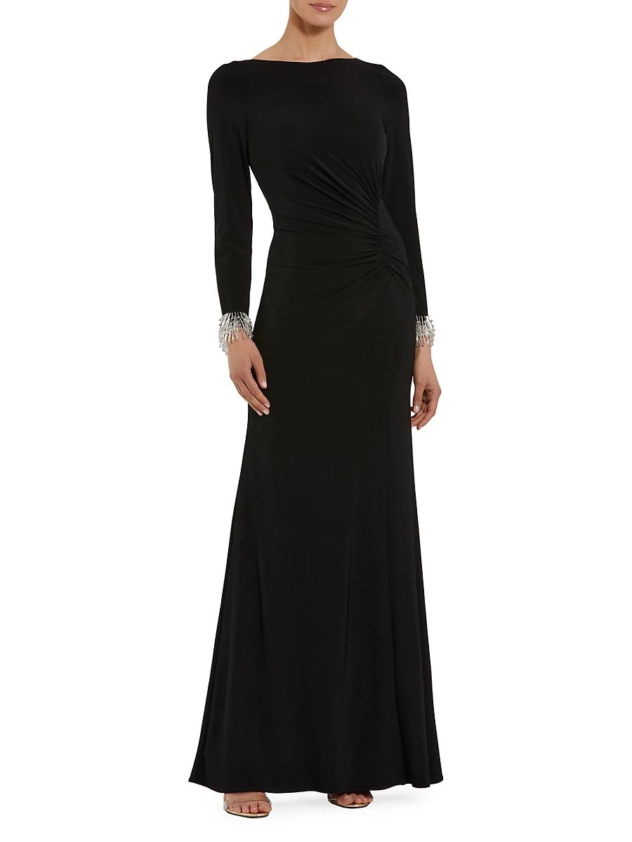 Womens Seasonless Long Sleeve Jersey Gown With Beaded Sleeve Cuffs Product Image