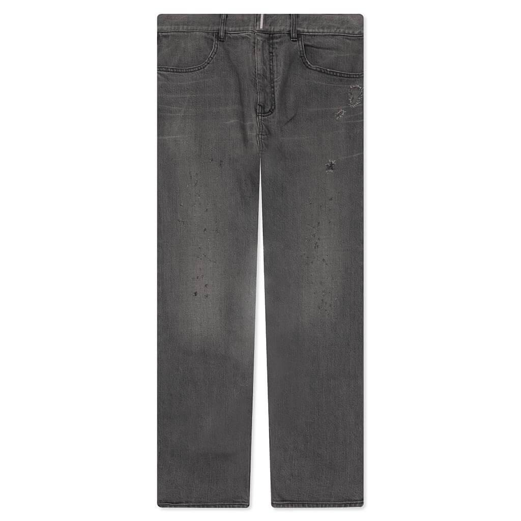 Distressed Denim Trousers - Black Male Product Image