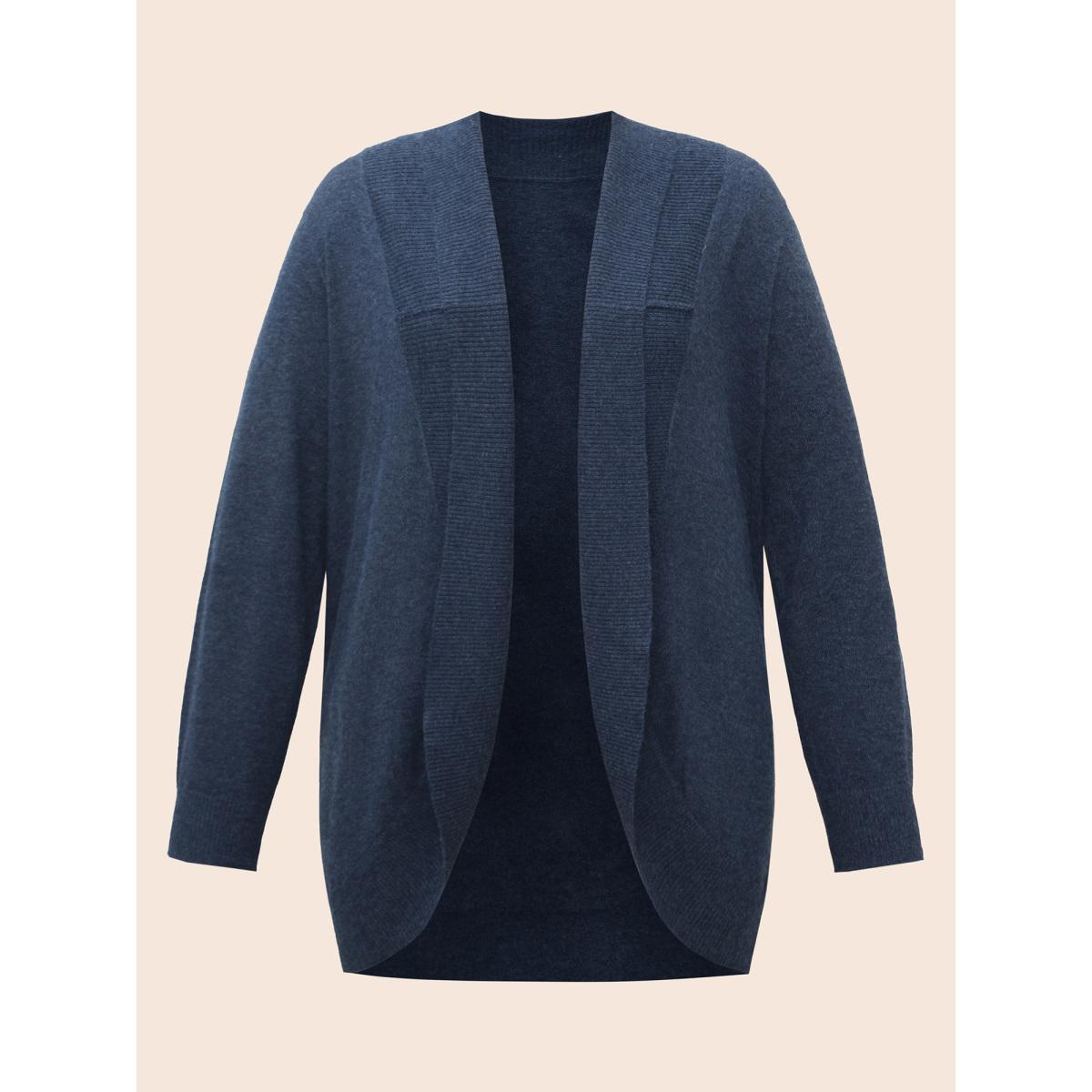 Plus Size Supersoft Essentials Textured Lapel Collar Cardigan Midnight Women Casual Loose Long Sleeve Everyday Cardigans BloomChic 10/M Product Image