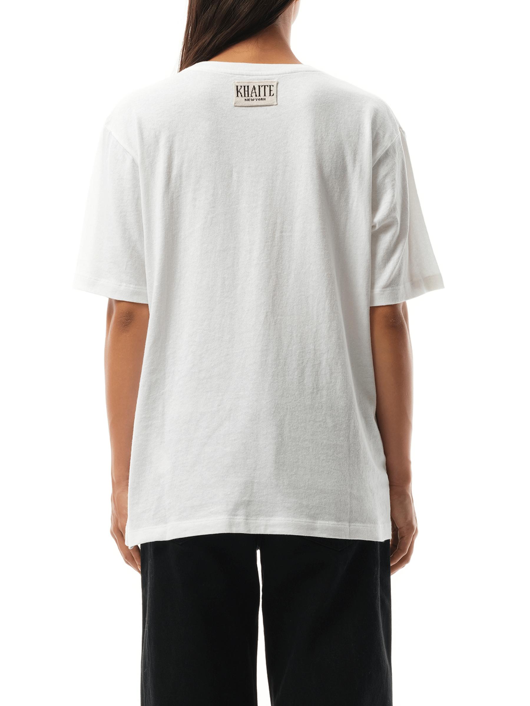 KHAITE Womens White Mae Brand-patch Cotton-jersey T-shirt In Cream Product Image