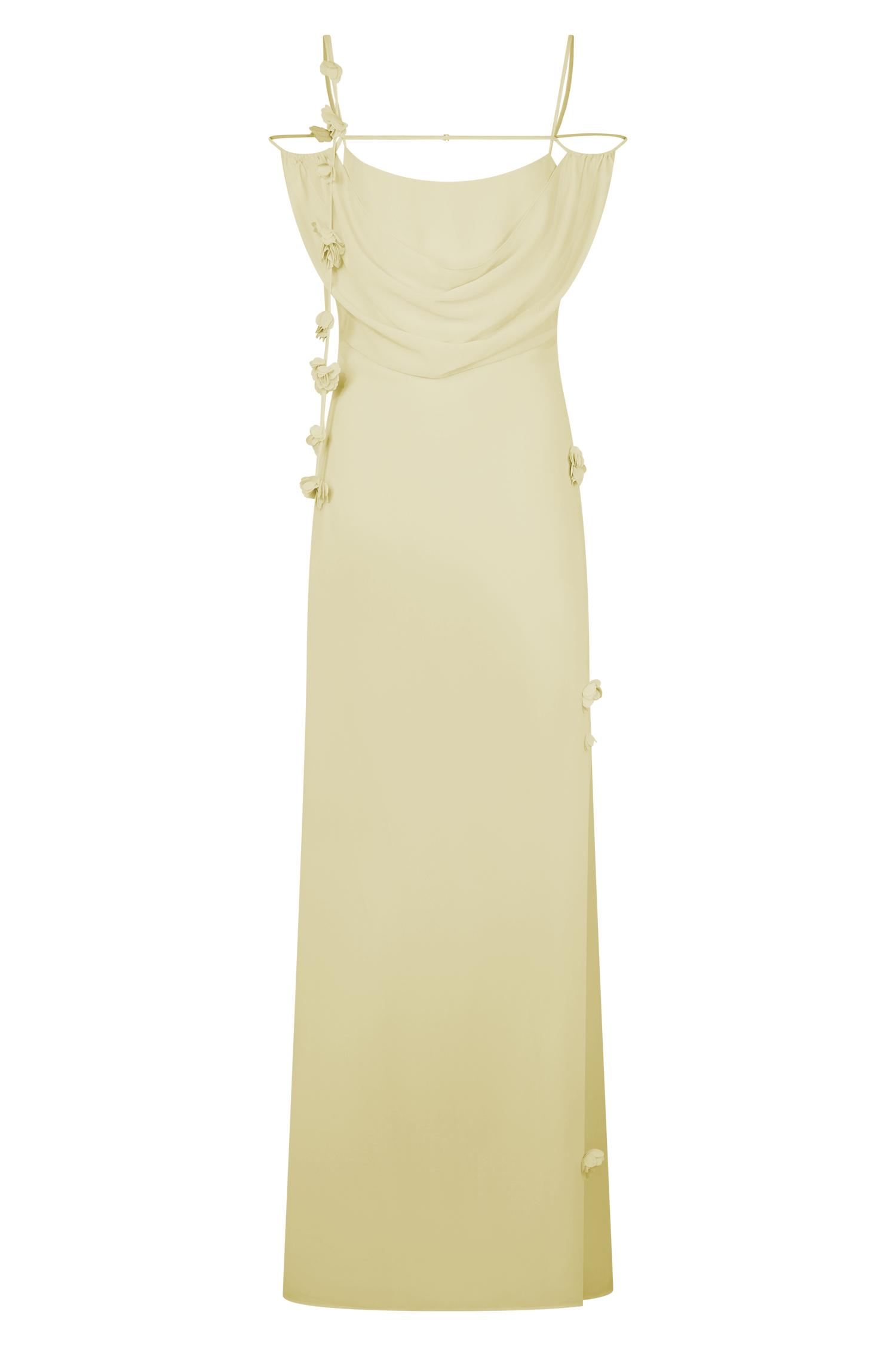 Rosalie Floral Chiffon Maxi Dress - Pastel Lemon Product Image