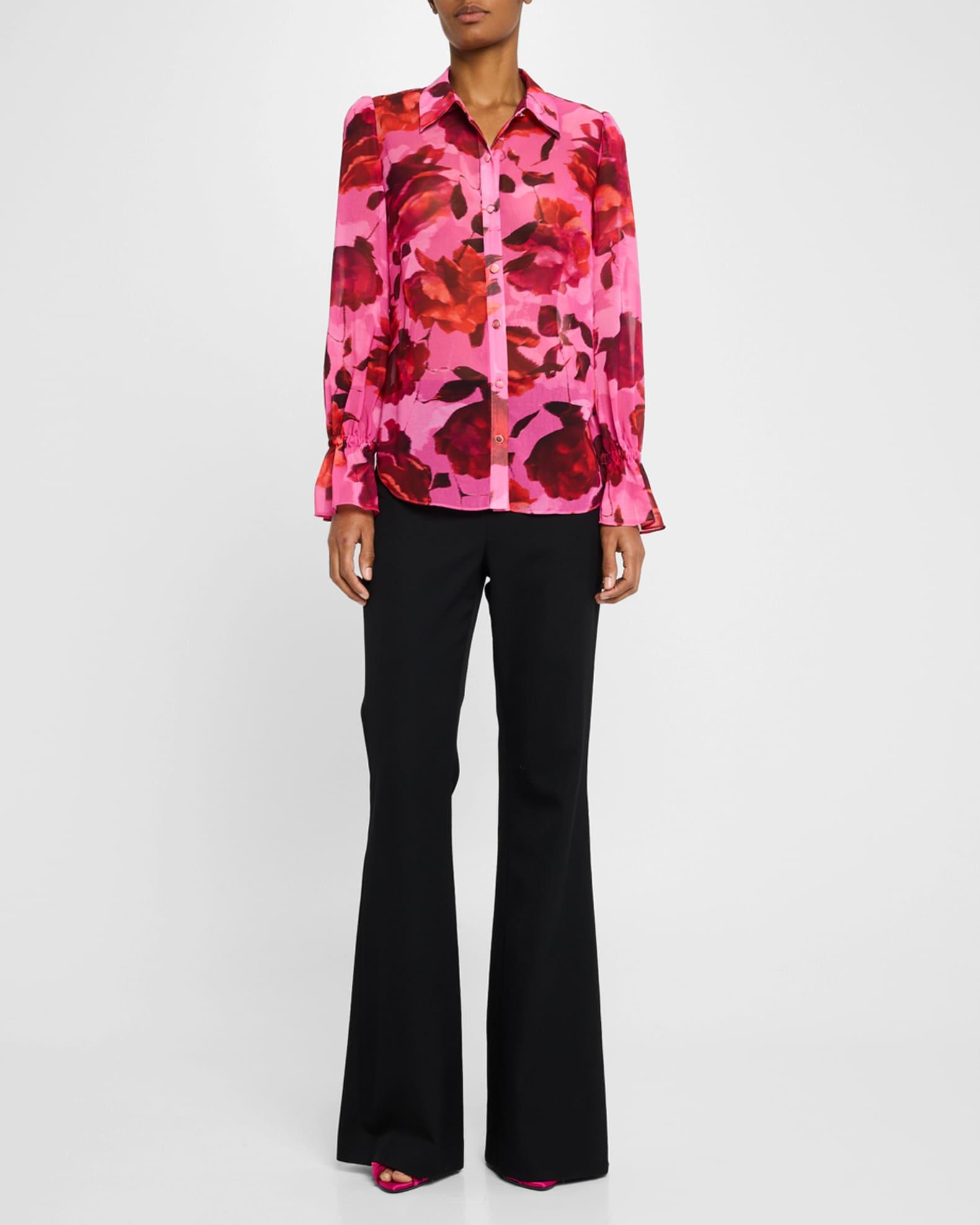 Lacey Blurred Blossom Floral-Print Blouse Product Image