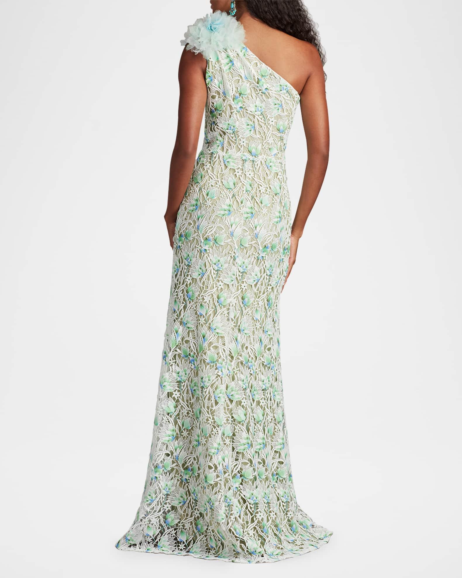 One-Shoulder Floral Lace Gown Product Image