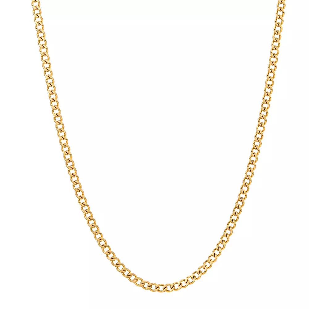 Adornia Stainless Steel 3 mm Cuban Curb Chain Necklace, Women's, Size: 24", Gold Tone Product Image