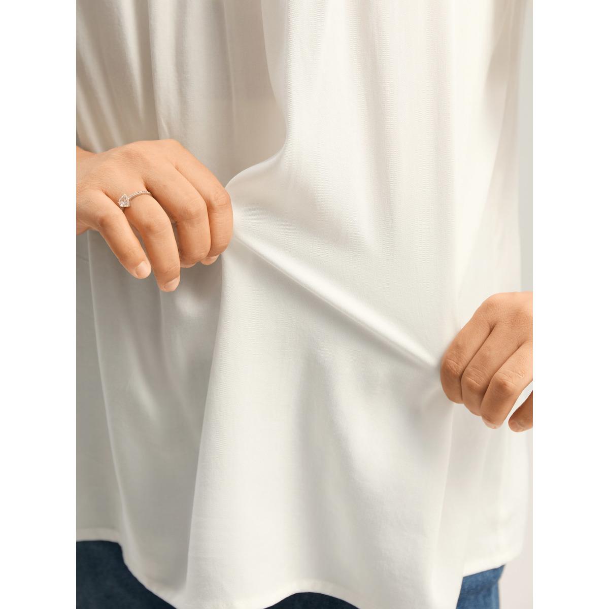 Plus Size WhiteSmoke Stretchy Boho Neck Cut-Out Blouse Women Boho Short sleeve Round Neck Vacation Blouses BloomChic 22-24/3X Product Image