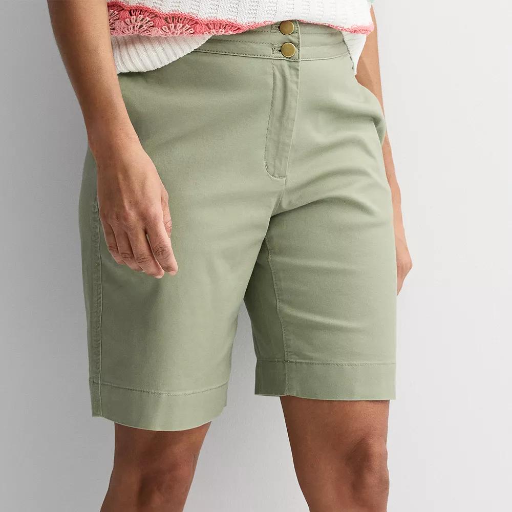 Women's Croft & Barrow® Chino Bermuda Shorts, Size: 6, Iron Weld Product Image