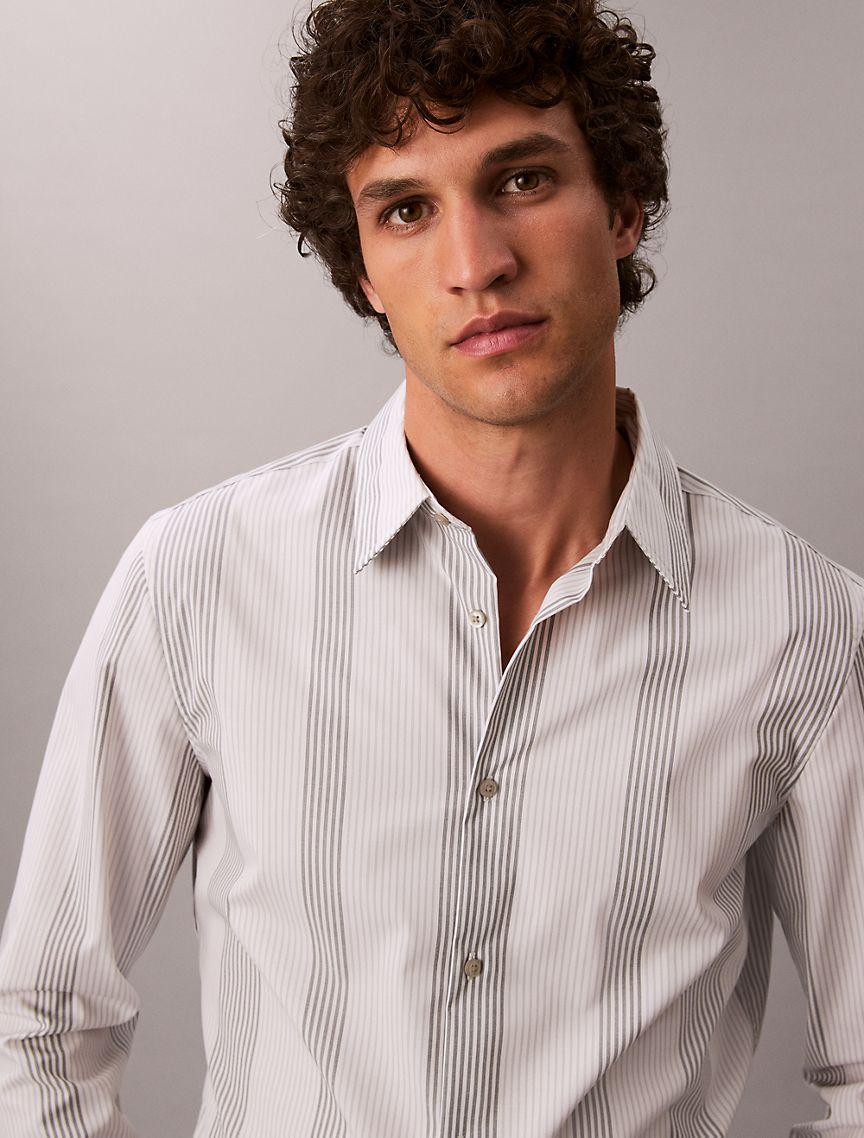 Yarn-Dyed Stripe Supima Stretch Slim Shirt Product Image