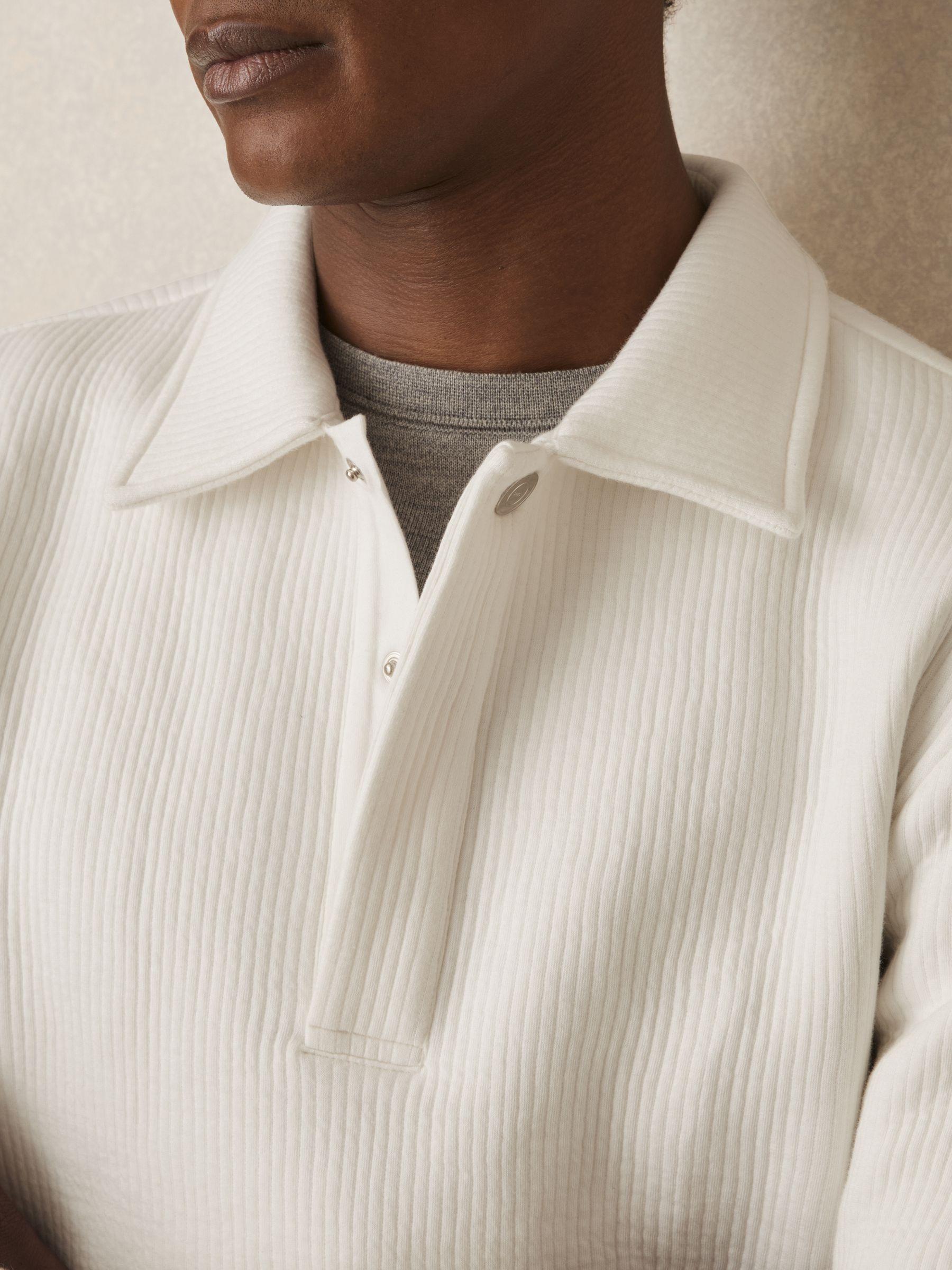 Jersey Ribbed Polo Shirt in White Product Image