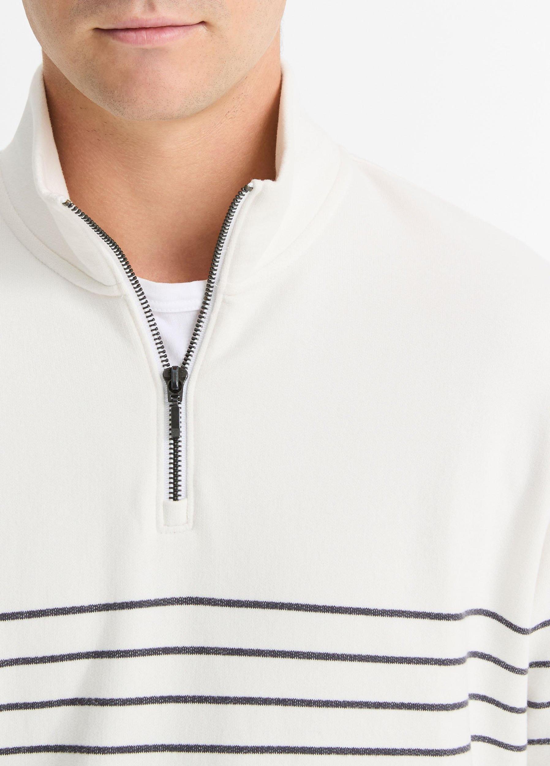 Striped Sueded Cotton Quarter-Zip Pullover Product Image