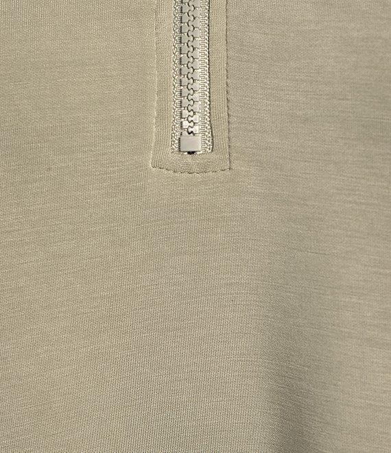 Skies Are Blue Plus Brushed Modal Blend Short Sleeve Half Zip Top Product Image