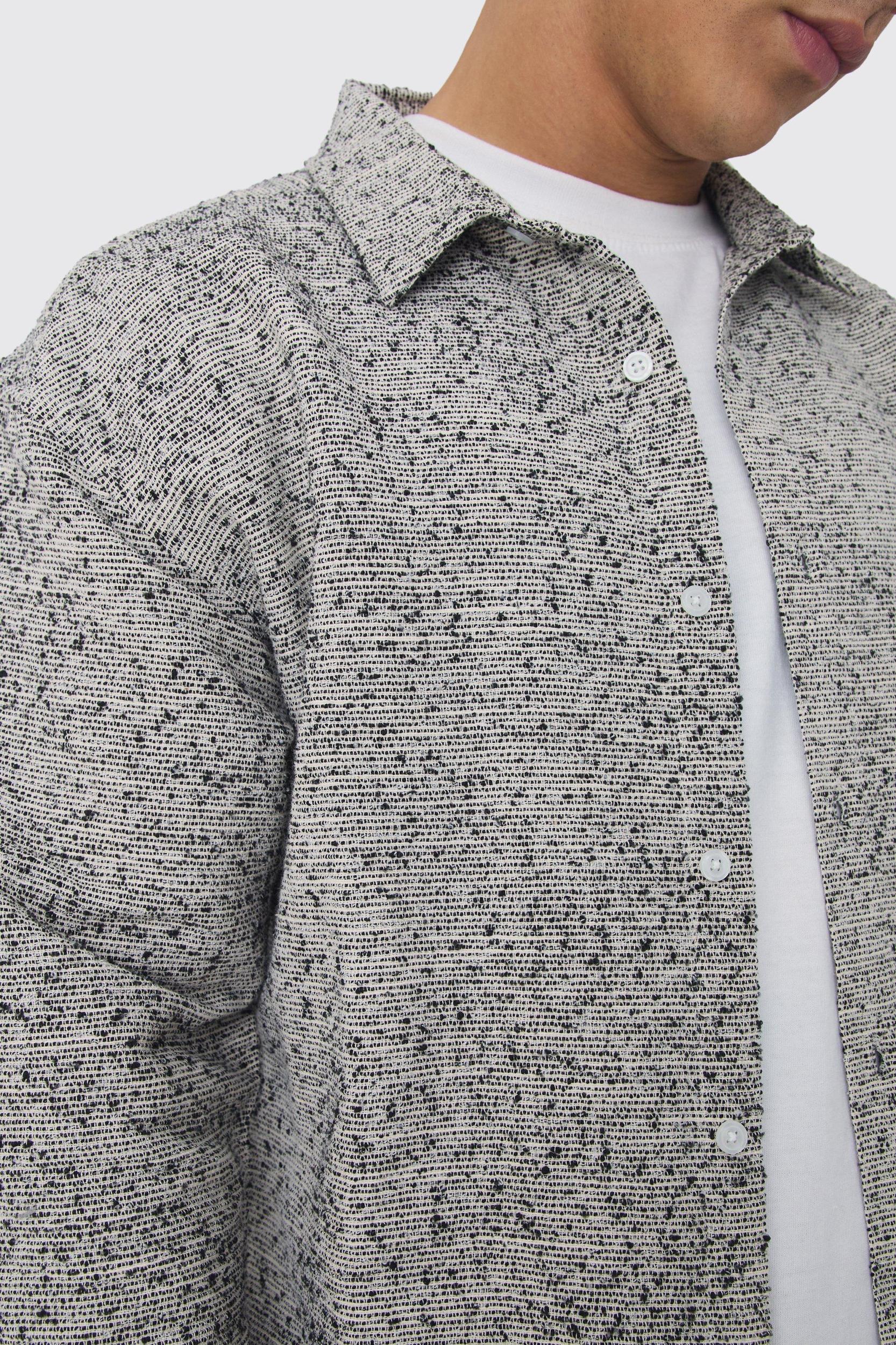 Boucle Textured Shirt Jacket | boohooMAN USA Product Image