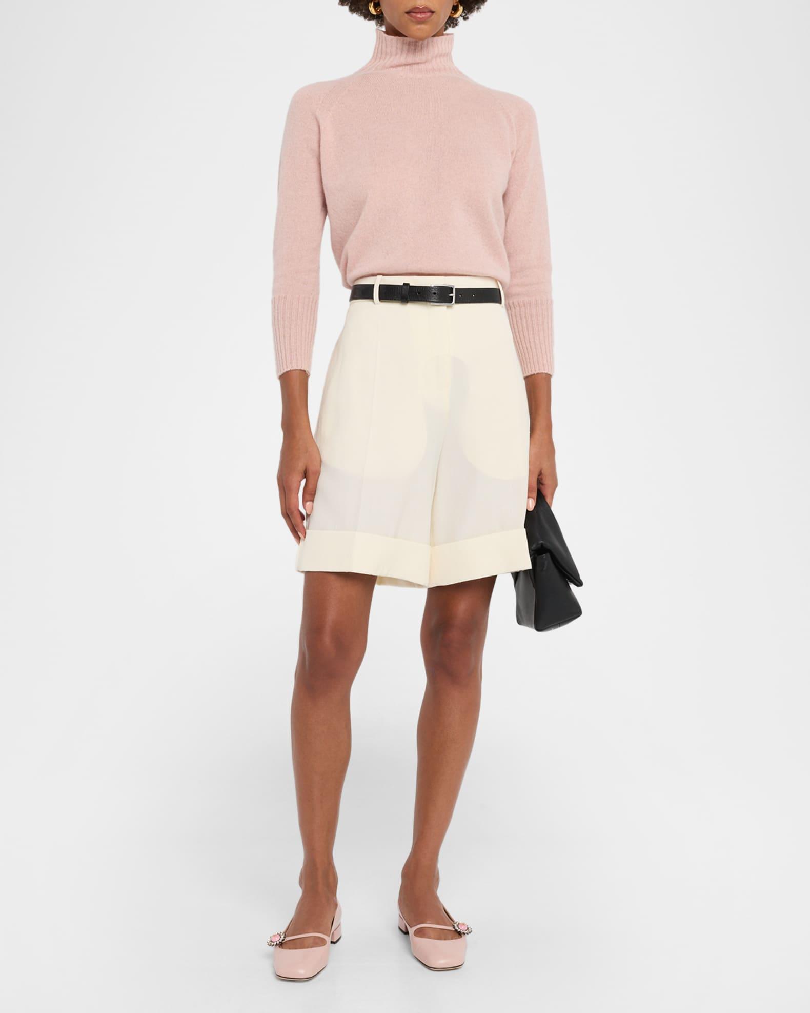 Turtleneck Ribbon Back Cutout Cashmere Sweater Product Image