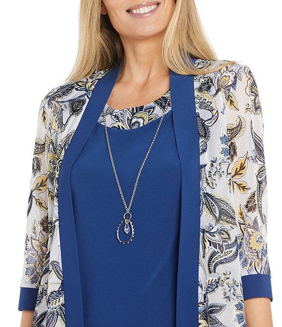 R & M Richards Petite Size 2-Piece Printed Jacket Dress Product Image