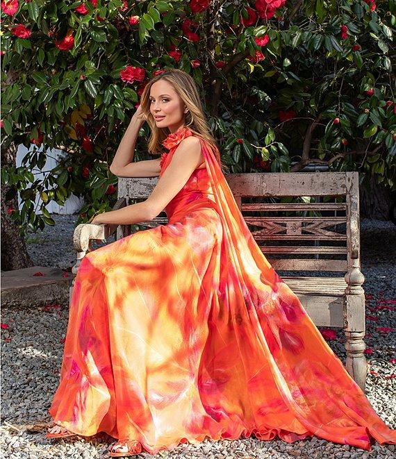 Muse by Marchesa Hibiscus One Shoulder Printed Organza Dress Product Image