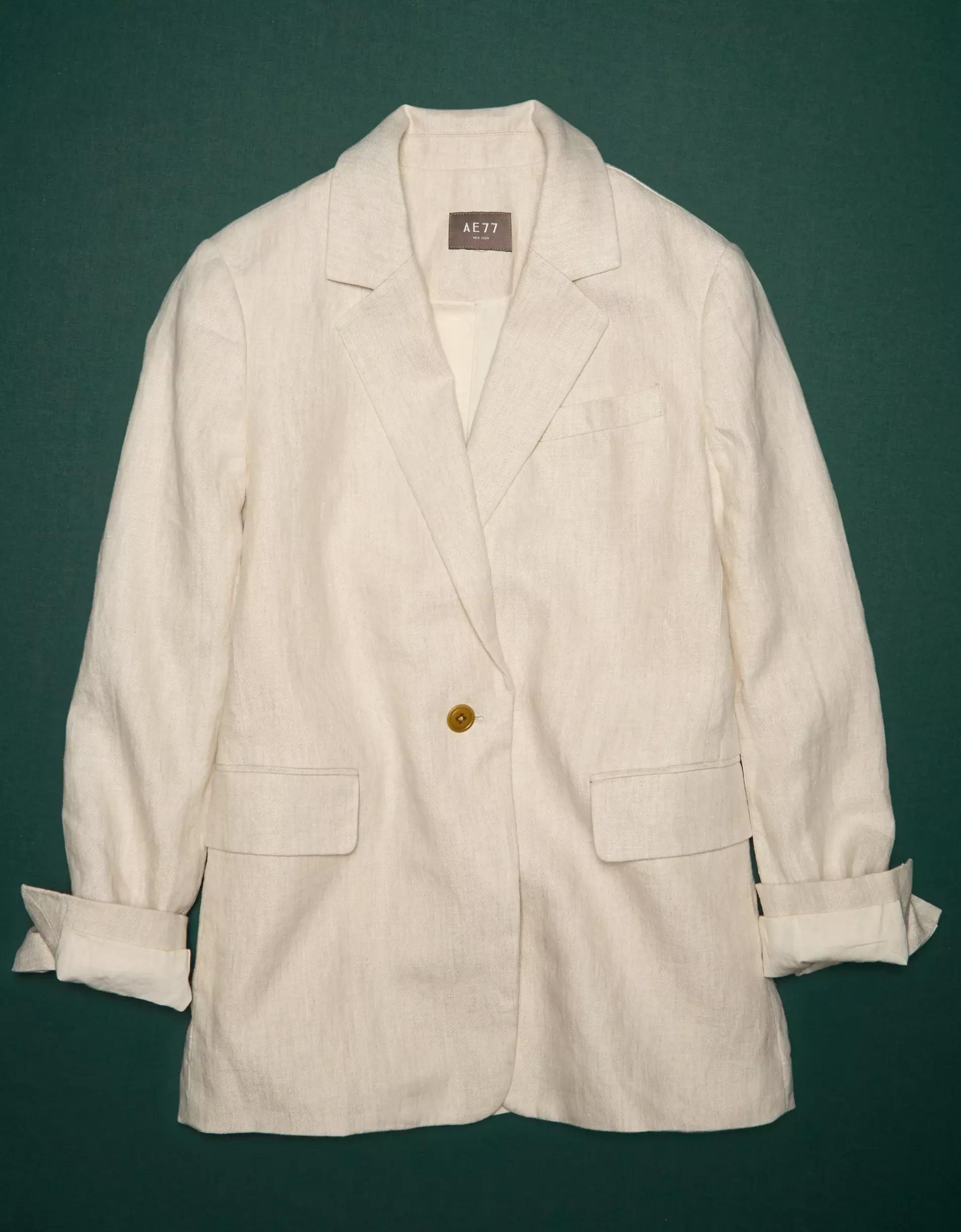 AE77 Premium Linen Oversized Blazer Product Image
