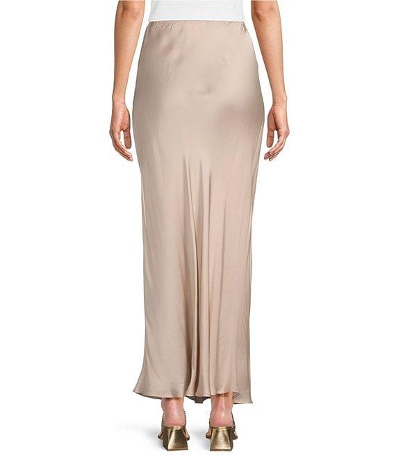 Bryn Walker Satin Elastic Waist A-Line Bias Long Skirt Product Image