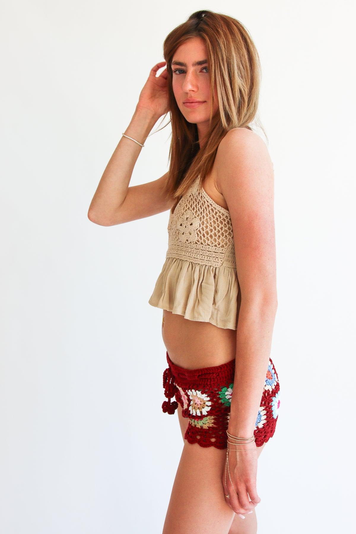 Granny Square Crochet Shorts Product Image
