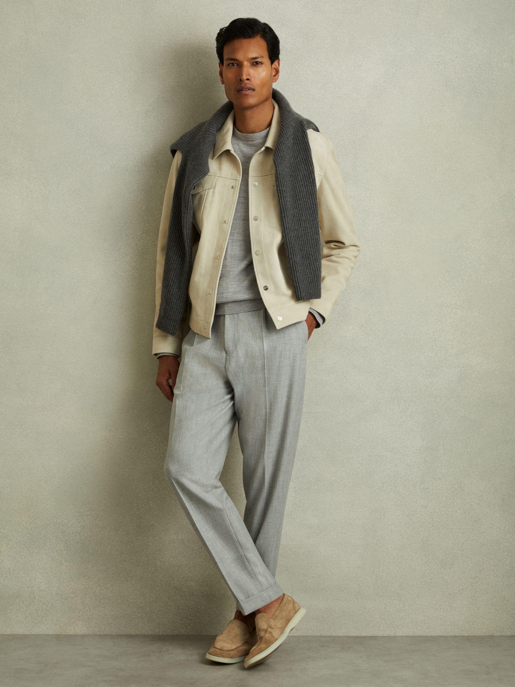 Suede Trucker Jacket in Off White Product Image