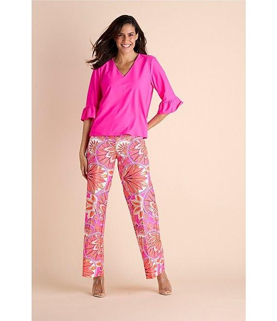 Jude Connally Trixie Jude Cloth Knit Stained Glass Print Wide-Leg Pull-On Pants Product Image