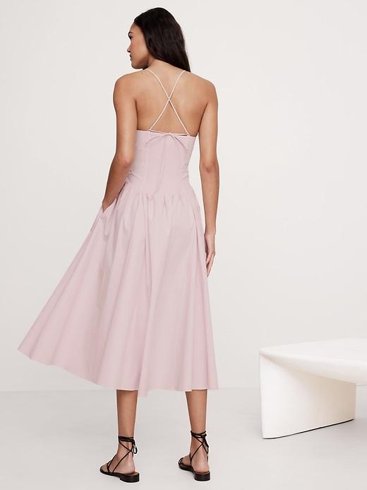 Stretch-Cotton Poplin Long Midi Dress Product Image