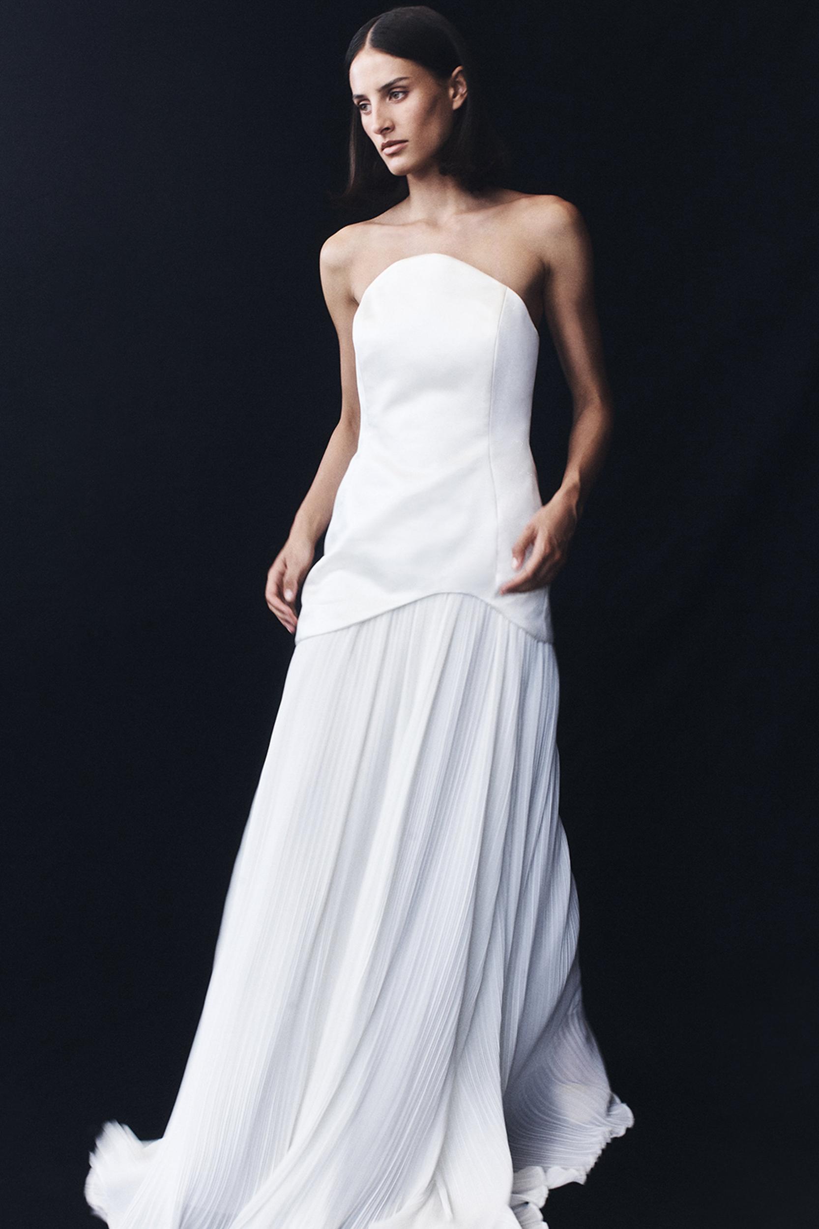 Juno Strapless Pleated Maxi Gown - White Product Image