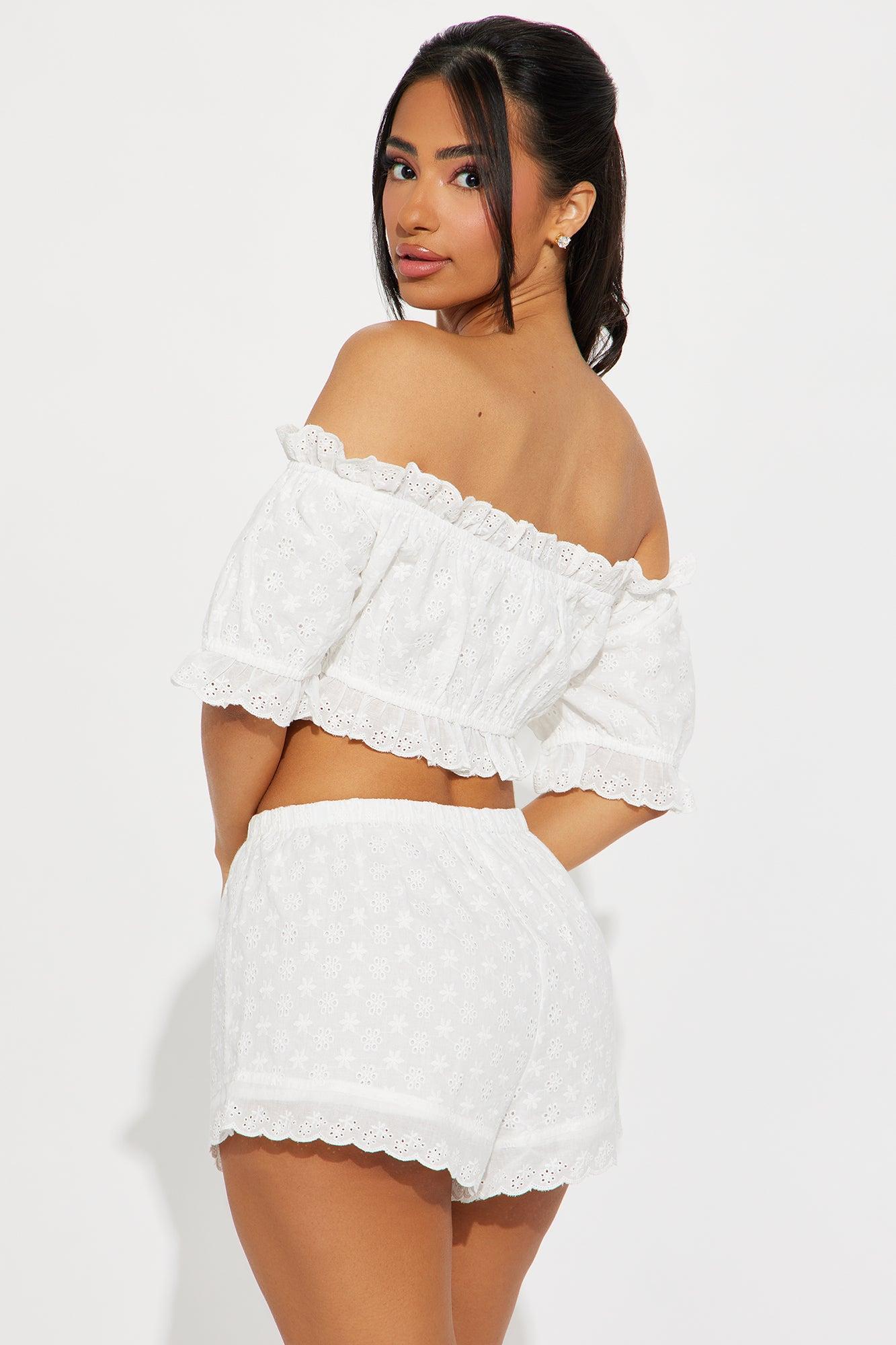 Lani Eyelet Short Set - White Product Image